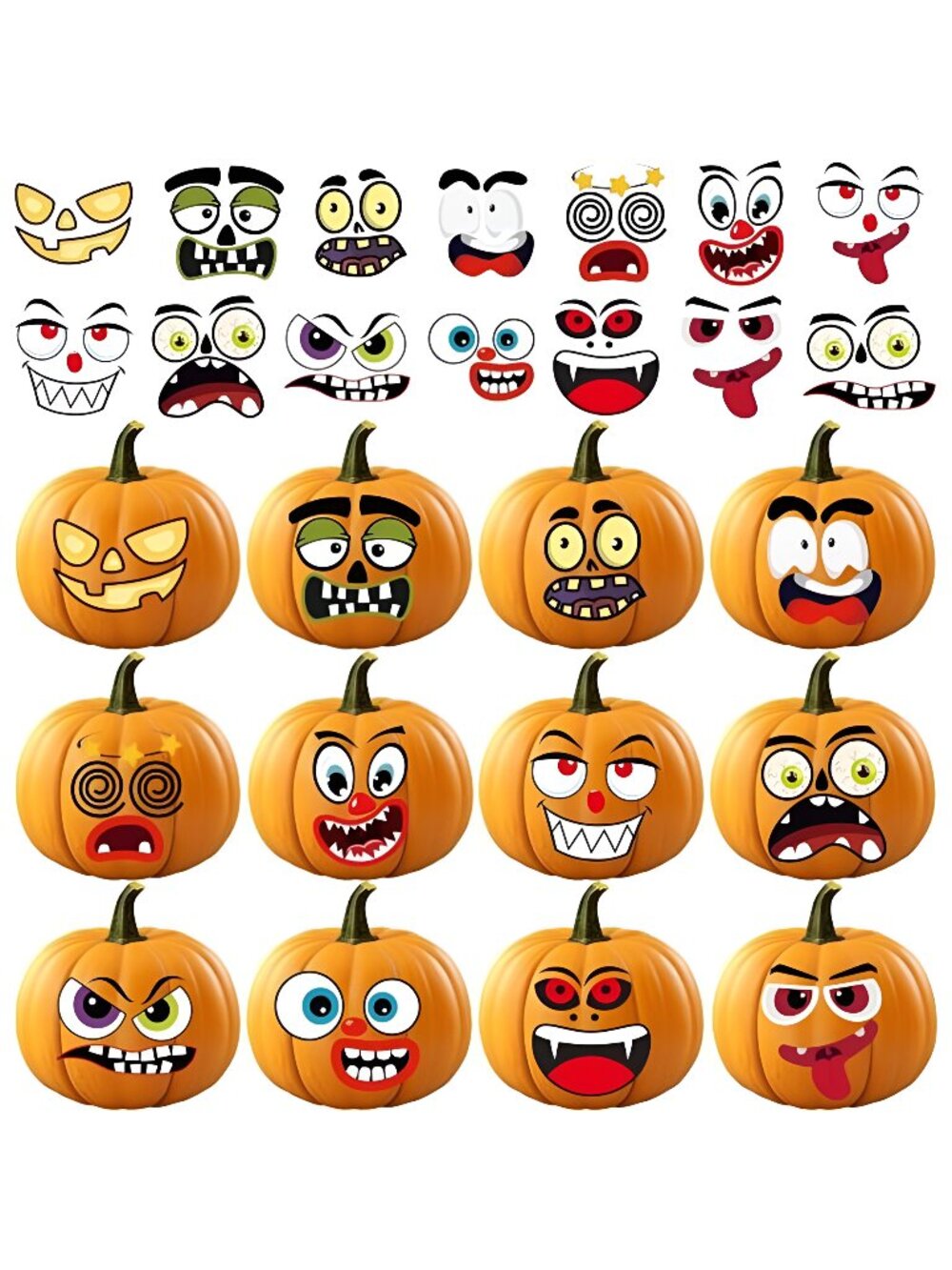 Halloween Party Favors - 36 Pack DIY Pumpkin Face Stickers for Kids